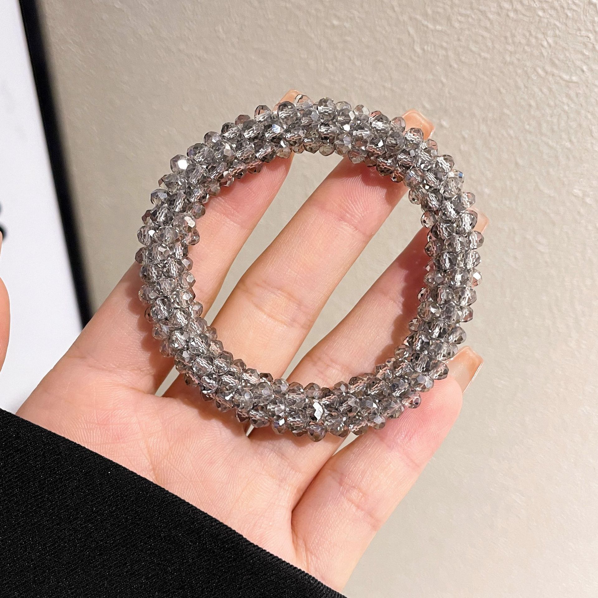 Pulseras de temperamento de doble propósito anillo de cabello de diamante de agua cuerda de cabello para mujeres 2024 nueva cuerda de cabeza de alta elasticidad atada de cabello tocado de banda de goma