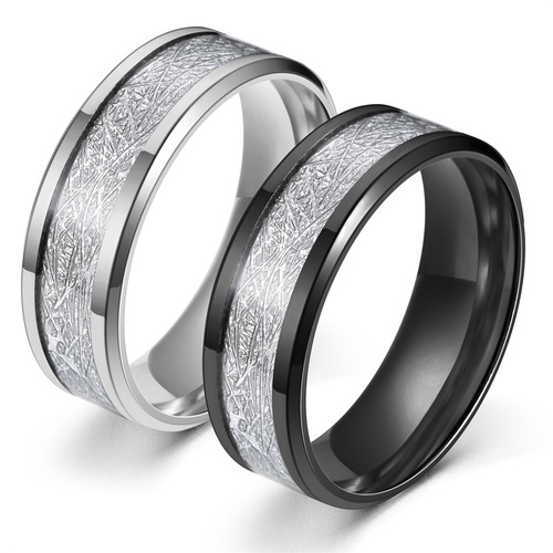 Factory wholesale rime silk pattern titanium steel ring for men cross-border European and American stainless steel rime pattern ring jewelry