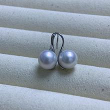 天然淡水9-10mm爱迪生正圆无暇冷白澳白光珍珠s925银高跟鞋耳钩