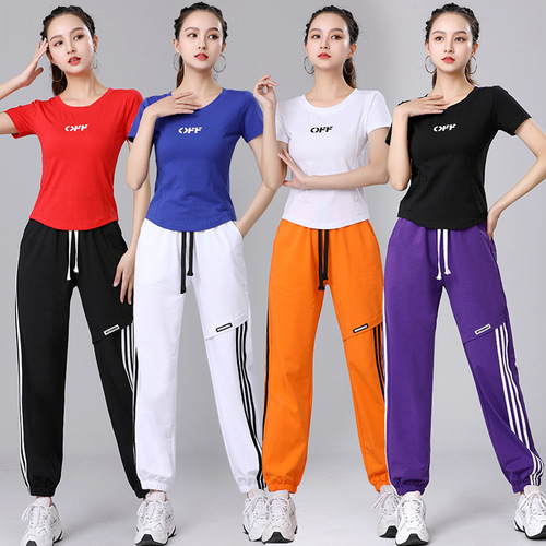  Bejanari square dance new spring and summer short-sleeved T-shirt webbing sweatpants dance sports casual performance clothing