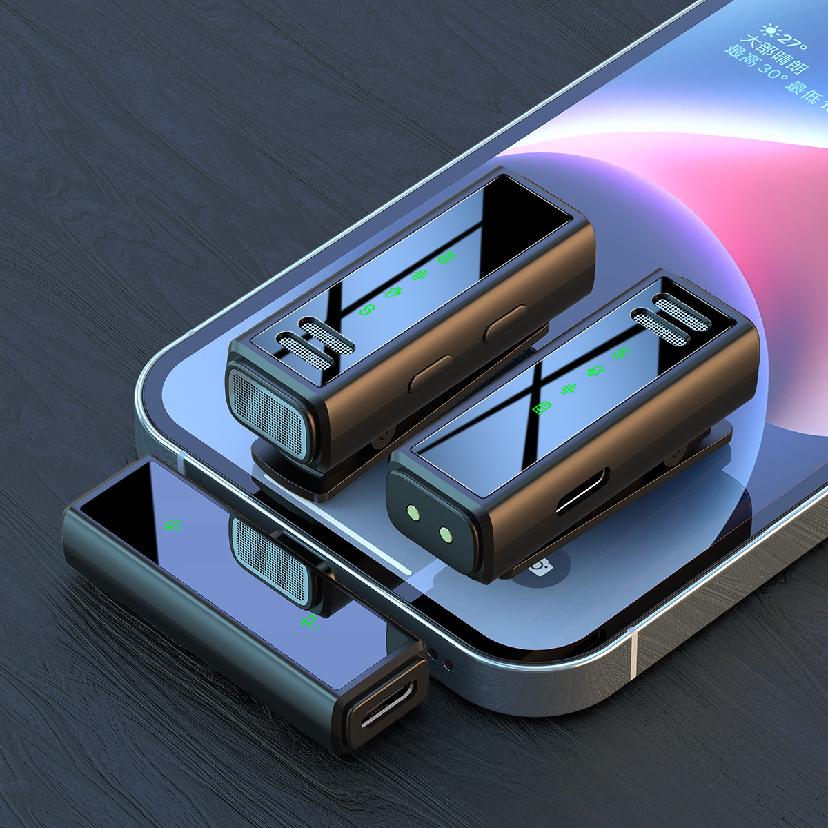 Nuevo micrófono de clip de cuello inalámbrico de reducción de ruido de modelo privado J88 uno para dos con pantalla digital de carga de almacén de teléfono móvil micrófono en vivo