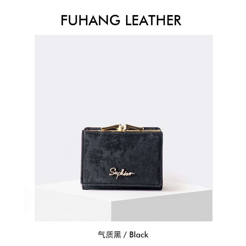 Cartera para mujer estilo K, linda, corta, triple, multifuncional, con clip para tarjetas, monedero y almacenamiento personalizado.