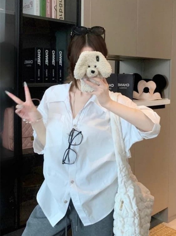 白色老钱风气质长袖衬衣女装秋季高级感皱褶收腰显瘦小众衬衫上衣|undefined