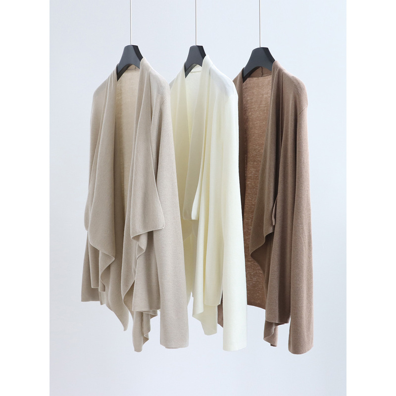 Casual Irregular Placket Knit Cardigan 26 Autumn/Winter Wool Blend Long Sleeve Sweater Open Cardigan Lazy Top for Women