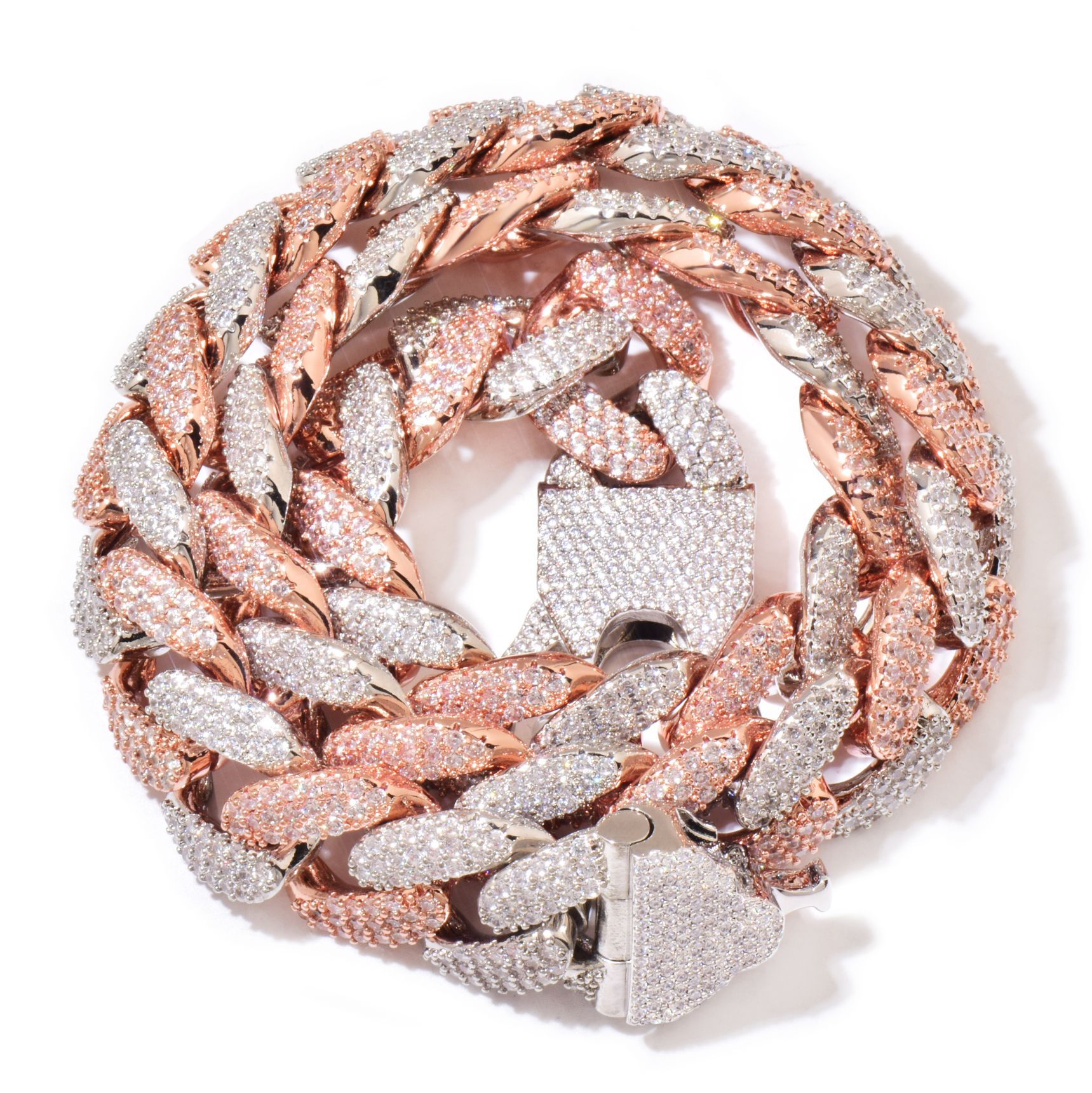 Chaîne cubaine 18 mm, style hip-hop européen et américain, tendance homme, boucle à ressort, or entièrement sertie de diamants_voghion.com