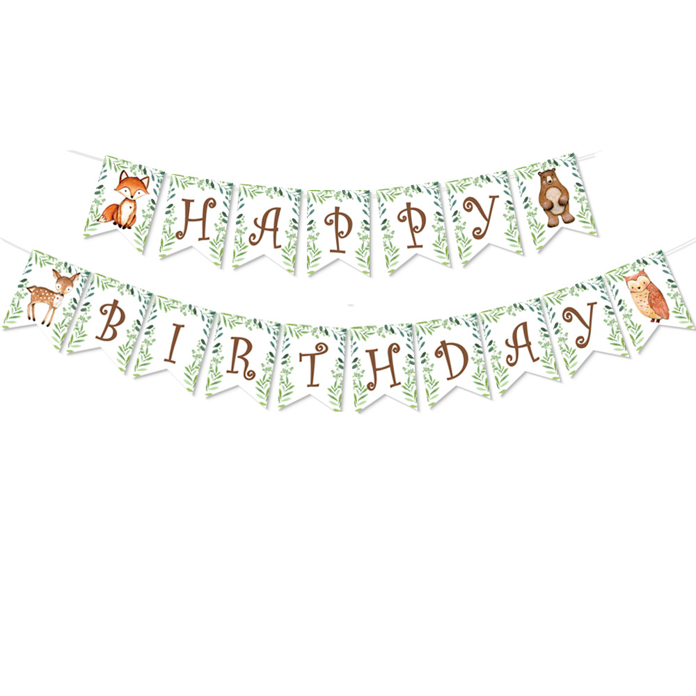 Fiesta de cumpleaños decoración traje selva animal tire bandera Feliz cumpleaños tire bandera pastel tarjeta insertar animal globo