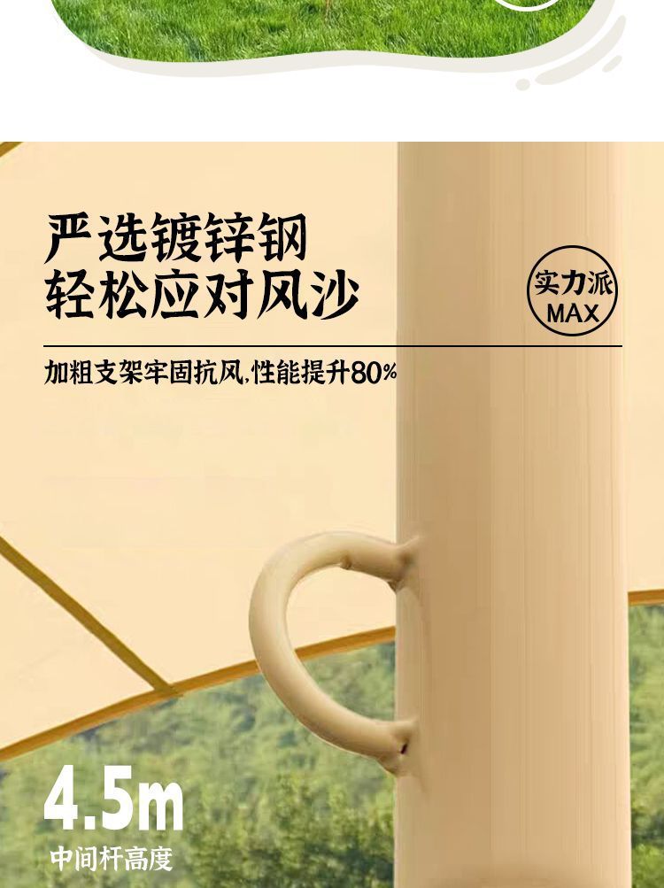 Outdoor Camping Canopy Tent, Extra-Large Rainproof Sunshade, Three-Peak Cloud Top, Giant Eight-Claw Sun Protection Campsite, Wanzhongshan