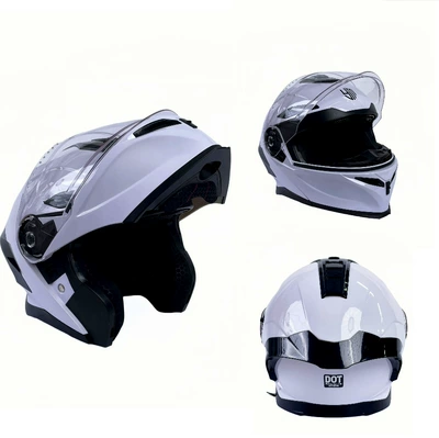 3C Certified Flip-Up Helmet Dot Certified Motorcycle Helmet Dual Lens Bluetooth Motorcycle Helmet for Men and Women (Motosiklet kaskı (dəbilqə)) - white-m54-56