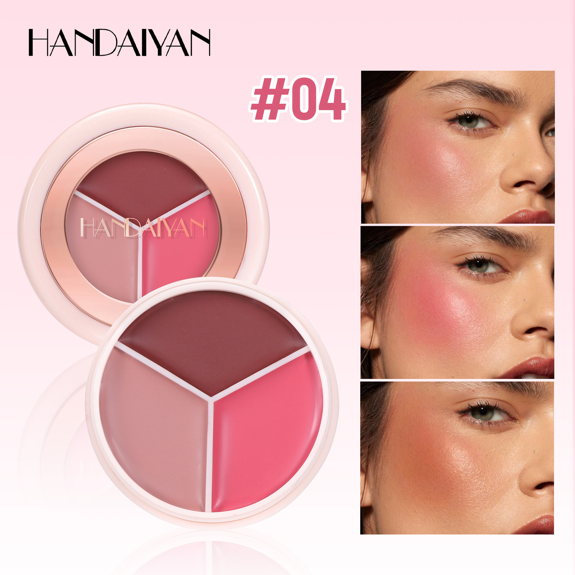 Blush transfronterizo natural mate impermeable blush barro HANDAIYAN blush crema carmín blush