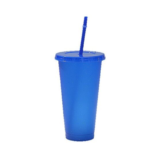 Factory straight out of cross-border explosions color glitter sipper cup large capacity 710ml creative pp plastic cup logo