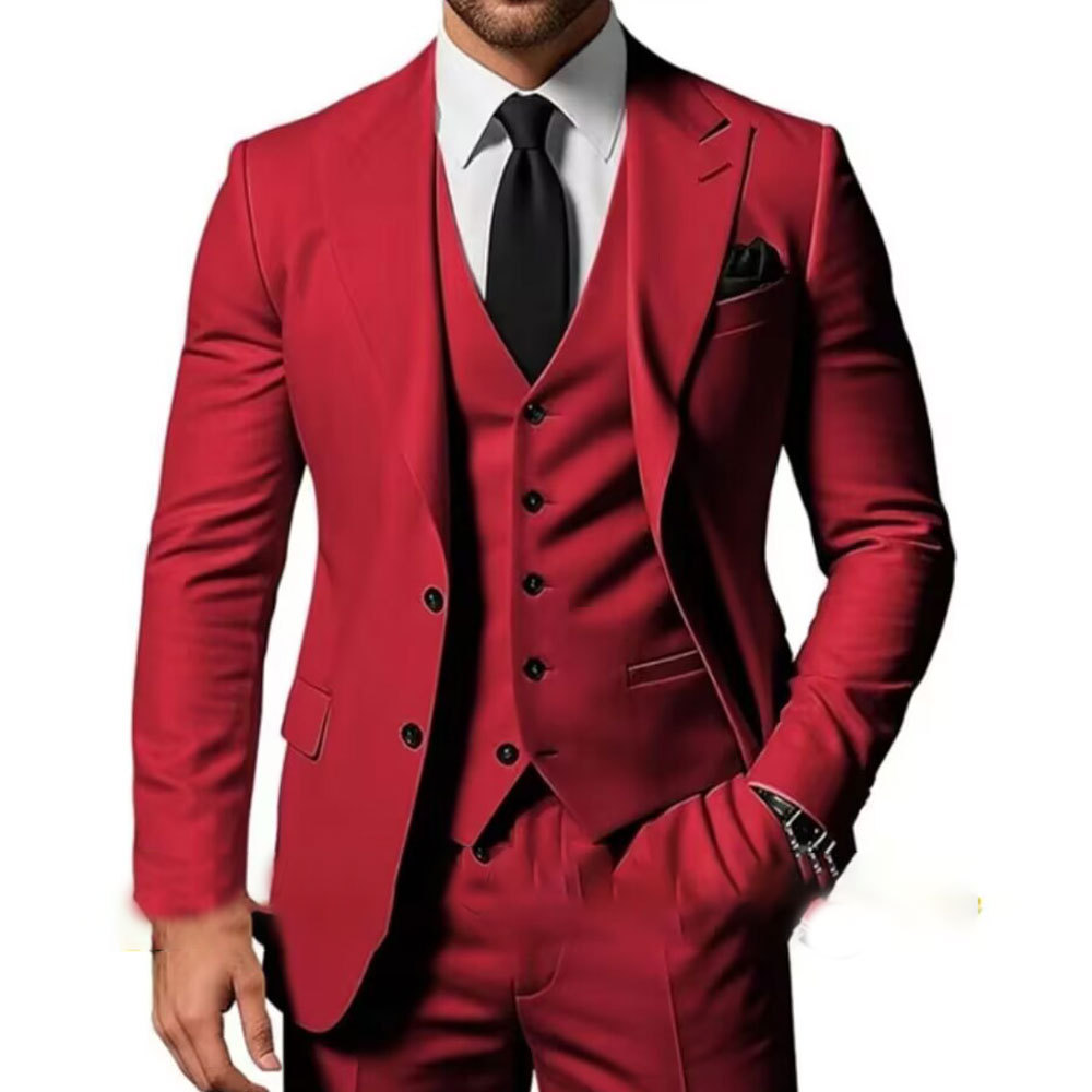 Nuevo traje de hombre traje de tres piezas casual de negocios banquete de baile traje delgado vestido de playa de boda