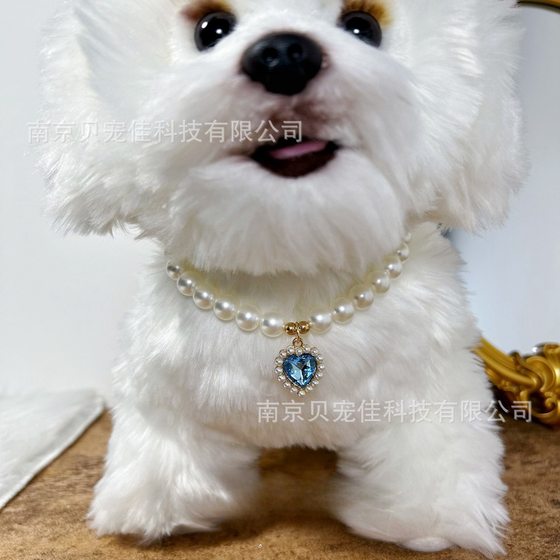 Pet Necklace Cat Pearl Collar Dog Collar Neck Chain Retro Love Pendant Cats and Dogs Cute Neck Jewelry