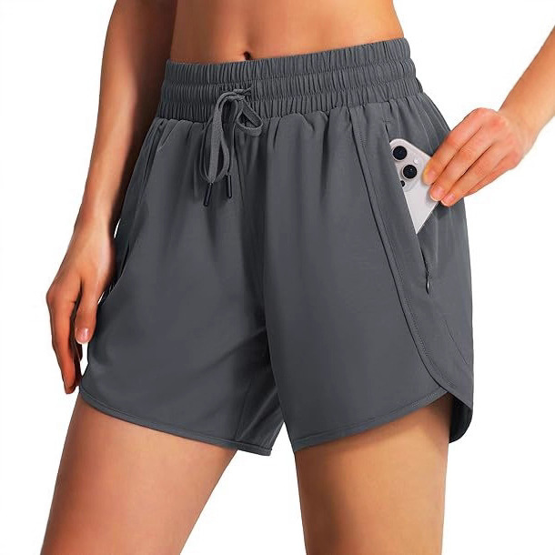 2026 Cross-Border Amazon 5inch Sports Running Shorts with Zipper Pockets for Women with Zipper Pockets
