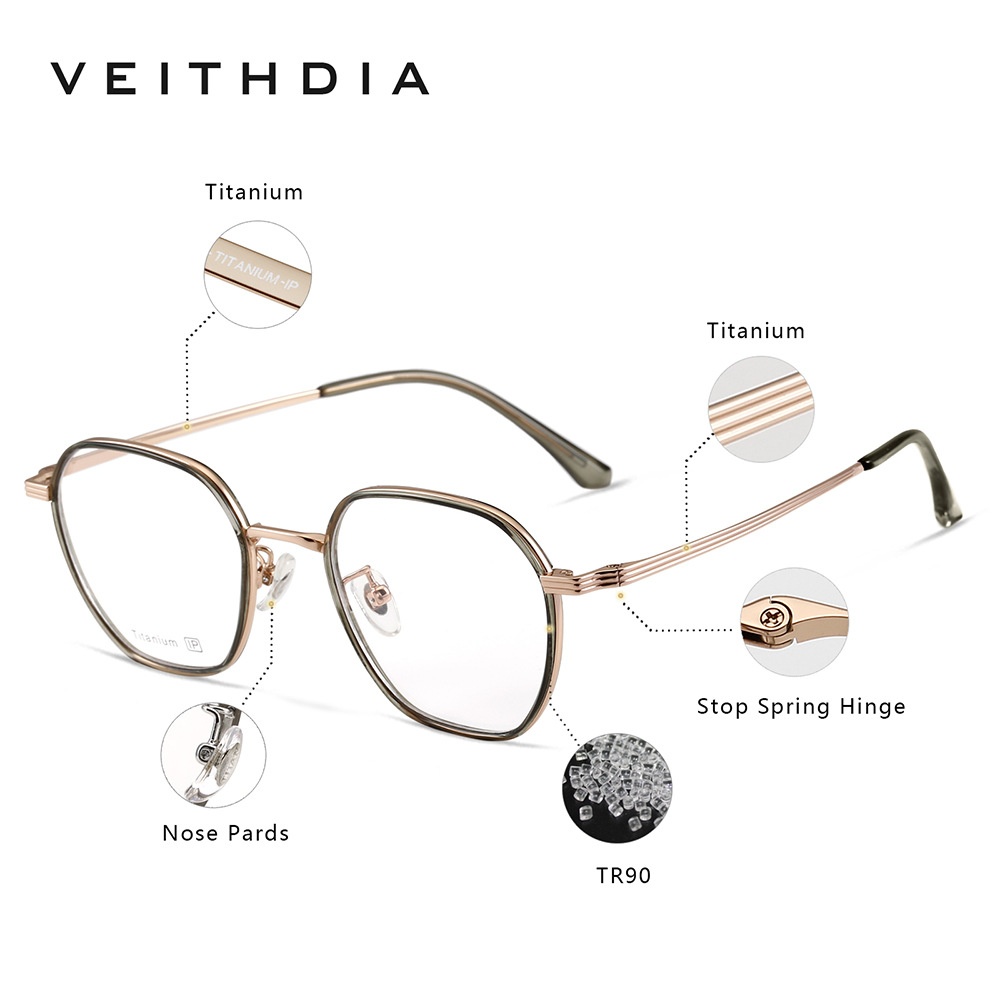 Pie de titanio puro polígono marco de espejo de miopía óptica retro para hombres y mujeres marco pequeño puede estar equipado con grado al por mayor 5037