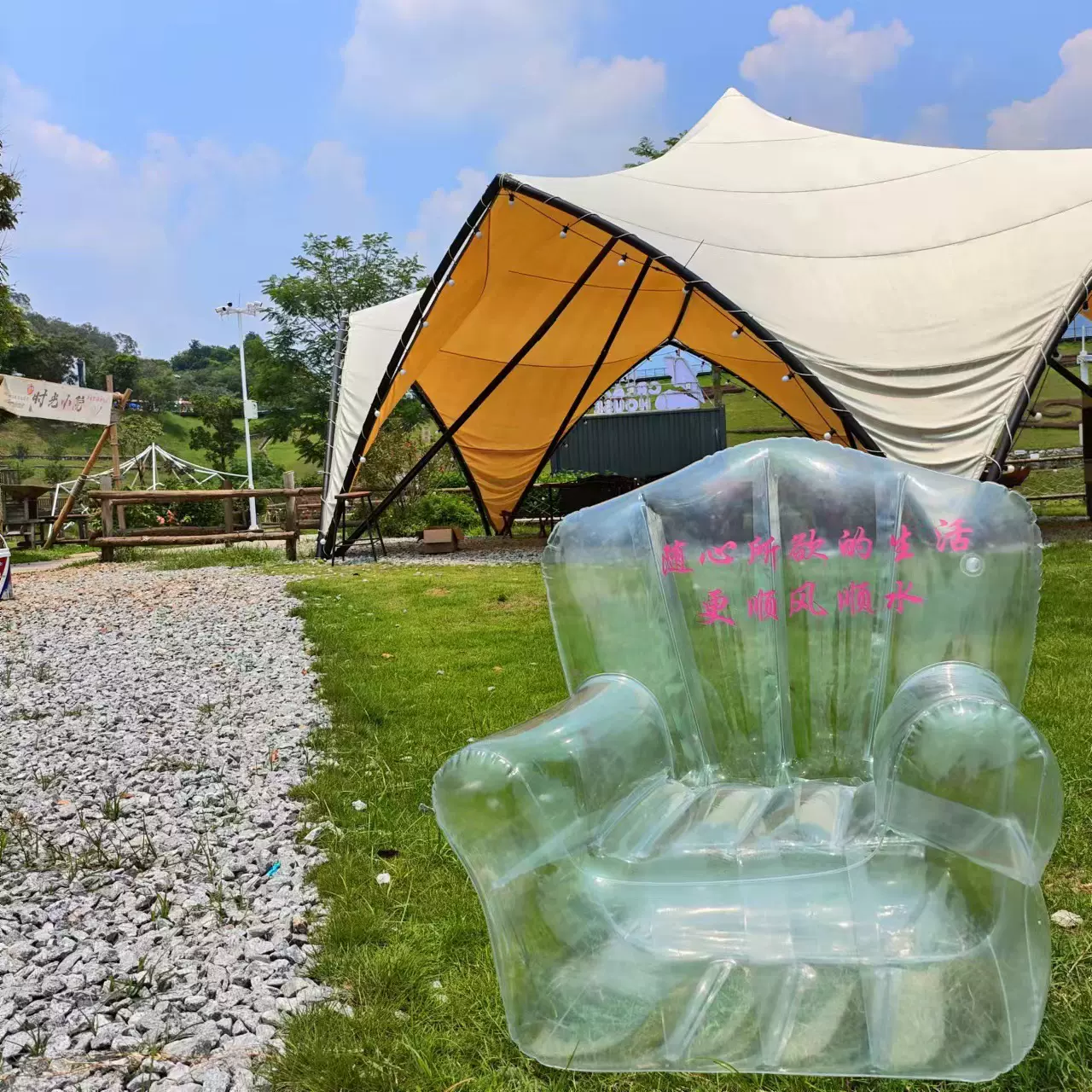 厂家跨境户外野营透明PVC充气沙发网红拍照纯透明充气沙发