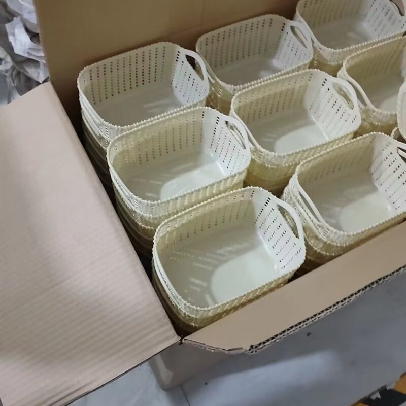 籐編みデスクトップ両耳プラスチック中空収納バスケット収納バスケット家庭用バスルームバスバスケット雑貨収納バスケット|undefined