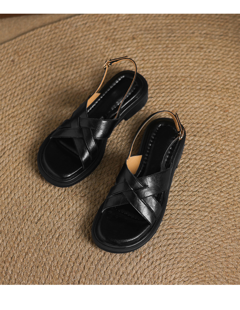 Dép sandal nữ quai chữ V đế bệt hở mũi, phong cách đi biển mùa hè — màu nâu chi tiết 25