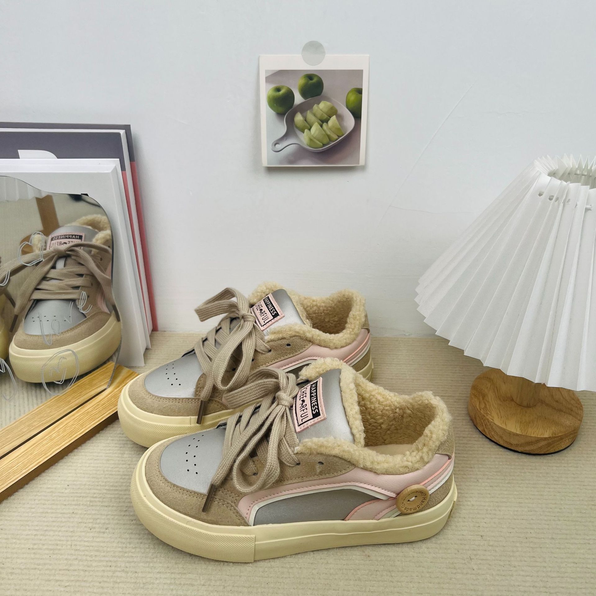 Nicho ins diseño zapatillas de deporte de las mujeres 2023 Otoño Nuevo Maillard low-top de color a juego con cordones de todo fósforo zapatos Casuales