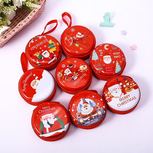 Christmas Tinplate Coin Purse Round Headphone Bag New Year Horse Coin Children's Day Gift Headphone Bag