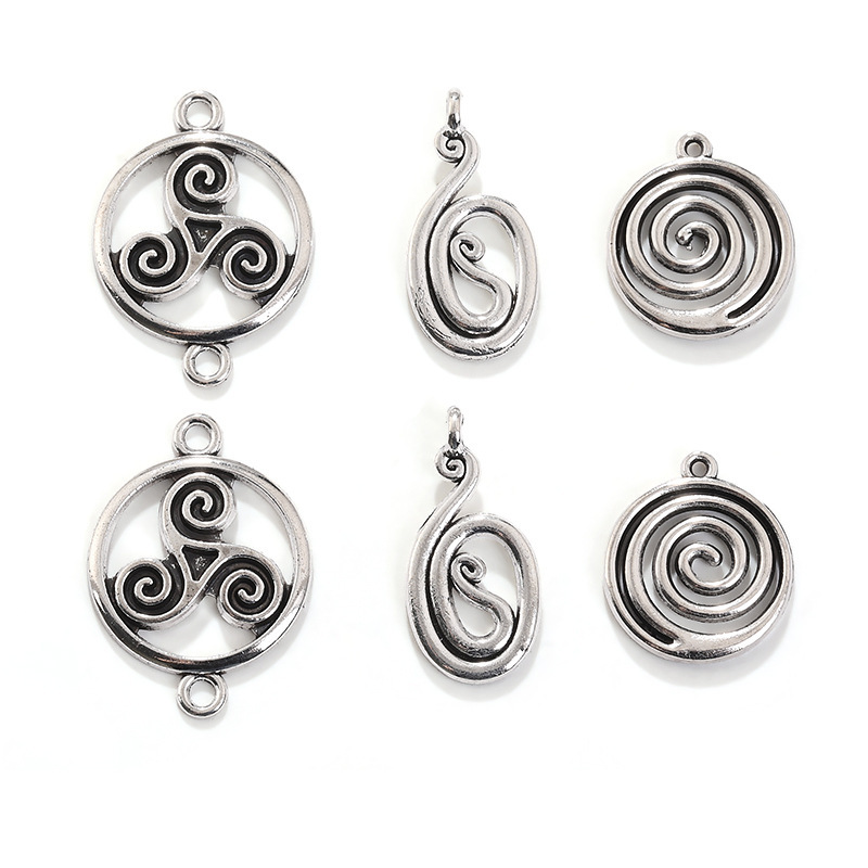 Cross-Border Hot-Selling Retro Swirl Celtic Festival Pendants DIY Necklaces Bracelets Alloy Jewelry Accessories Direct from the Manufacturer