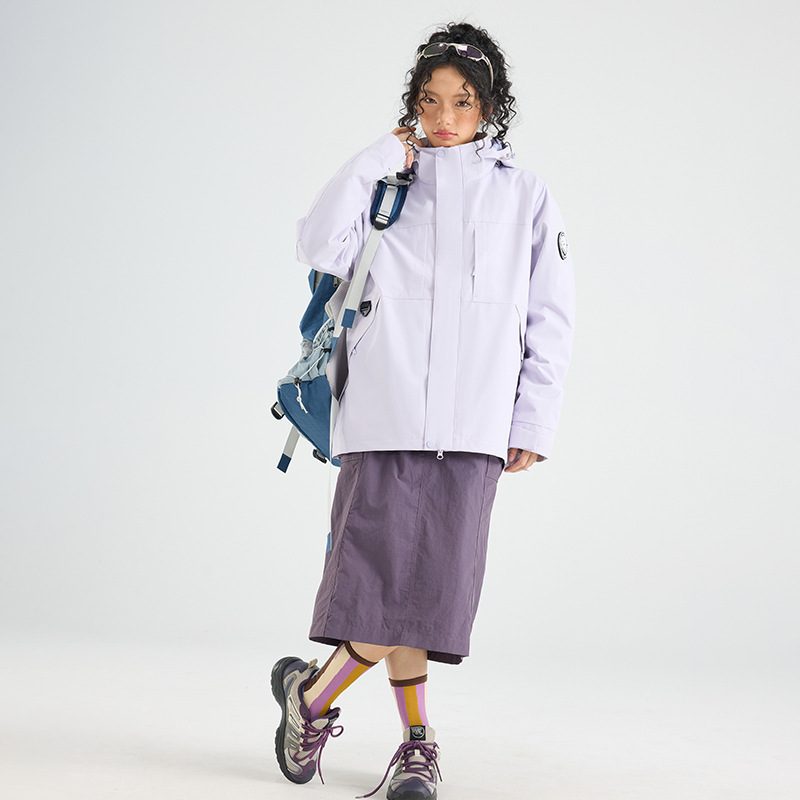 OOTD户外骆陀同款冲锋衣女登山服抓绒内胆防风防水三合一外套潮牌|undefined