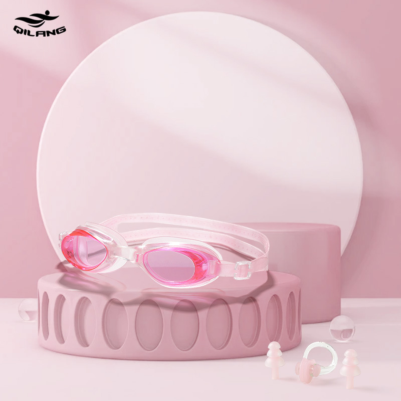 핑크 (YB1600 수영 고글 BJ001 코 클립 이어플러그)
