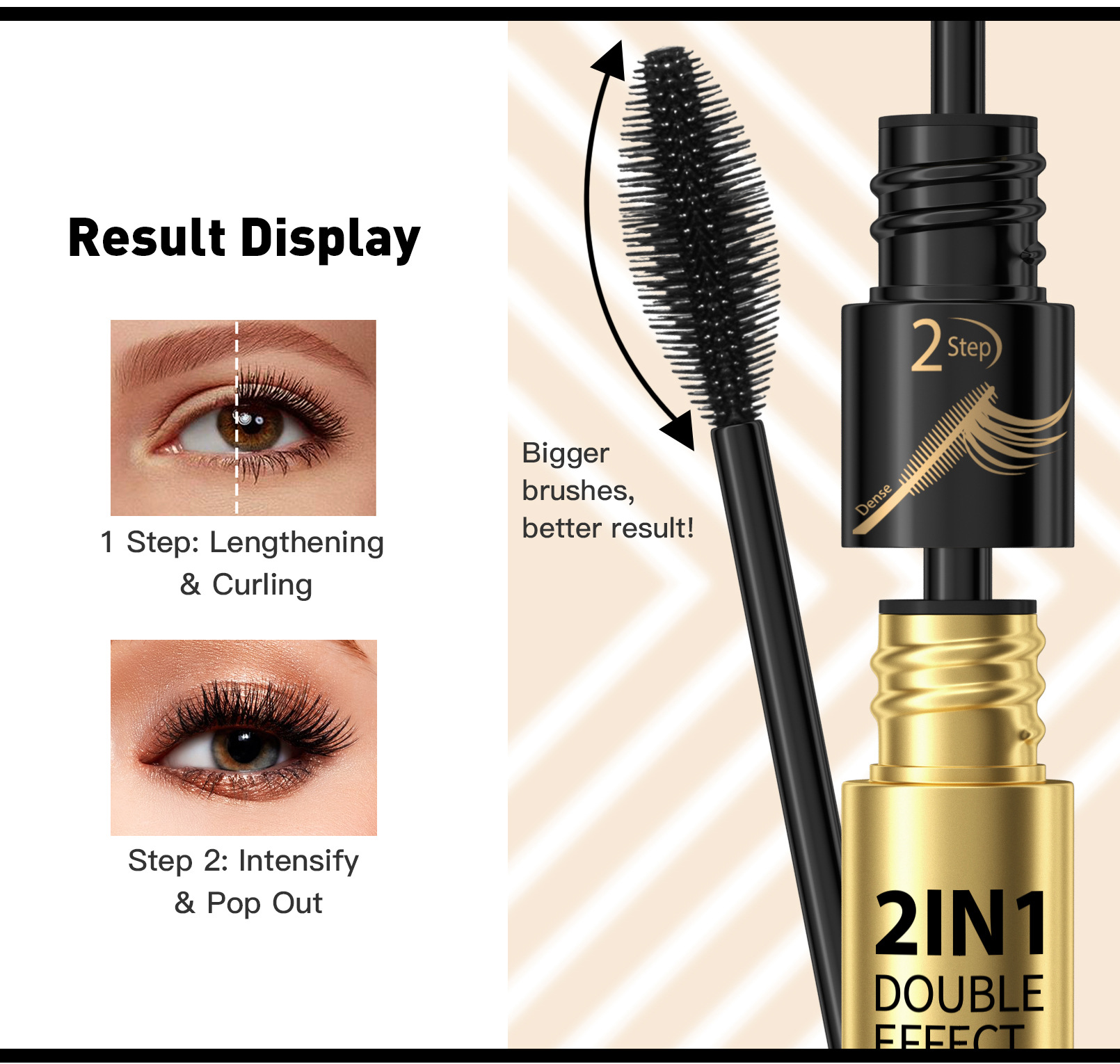 Hellokiss Dual-Effect 2-in-1 Long and Curly Mascara Waterproof, Non-smudging, Long-lasting and Thick 4D Mascara undefined