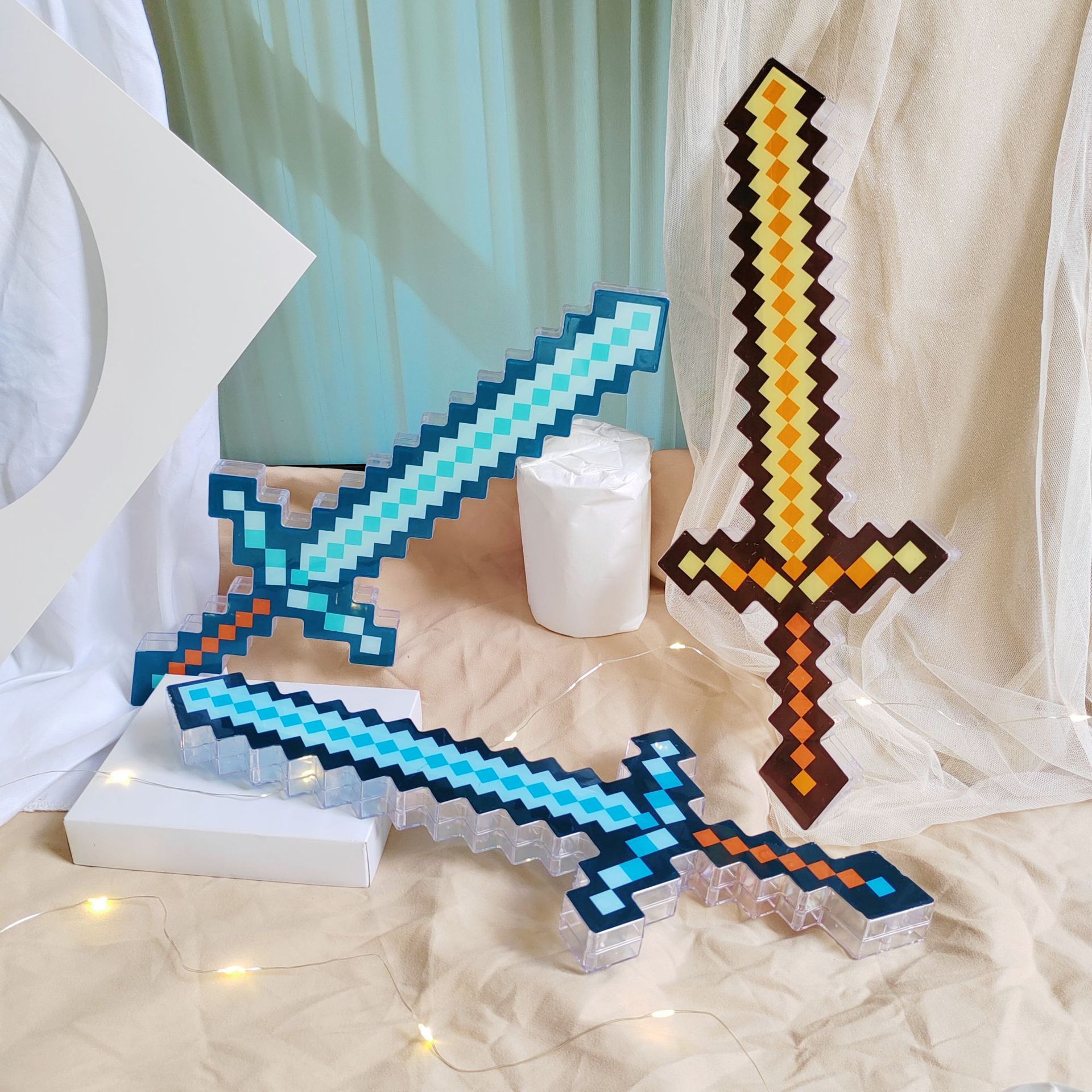 Diamond sword draft game toy square children's luminous crystal…