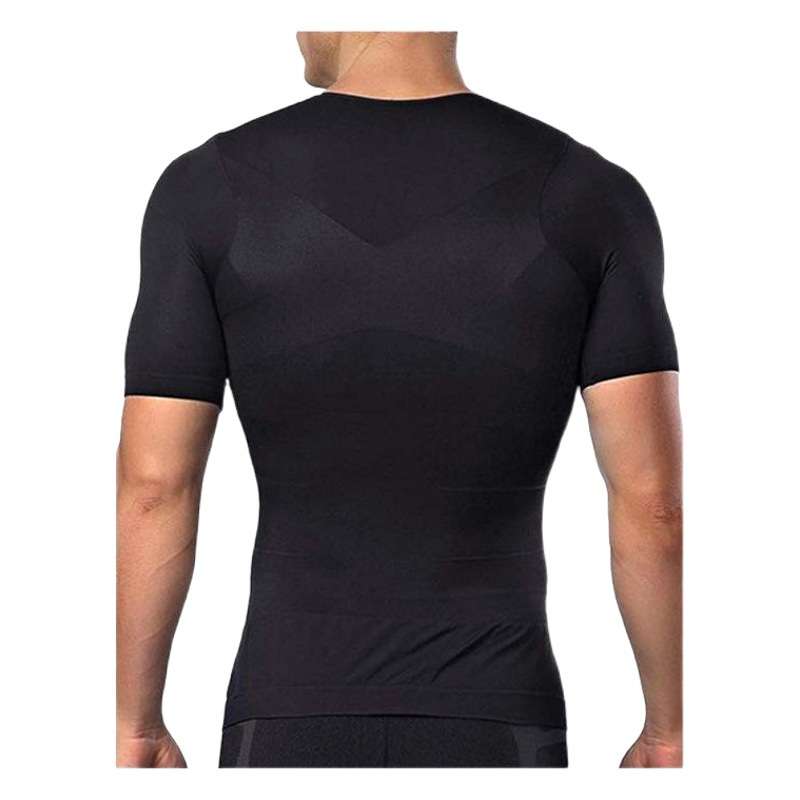 Delgado ascensor hombres nuevo cuerpo que forma el vientre de manga corta que forma la ropa 140D