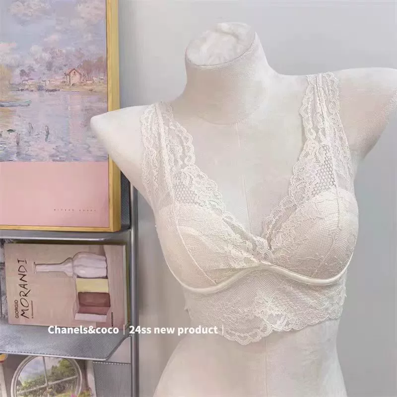 Телесное роскошное кружевное тонкое удобное красивое нижнее белье с драконьим сердцем на спине без ободков без пустой чашки Французский жилет с широкими плечами на подтяжках