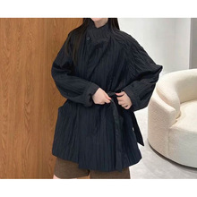 设计感系带立领轻薄棉服女冬收腰显瘦时尚减龄小众复古中长款上衣