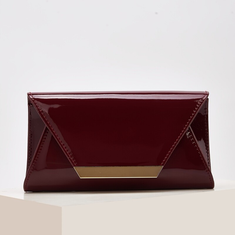Cross-Border European and American Pu Glossy Patent Leather Clutch Bag for Women, Evening Bag, Leather Chain Wedding Queue Bride Bag