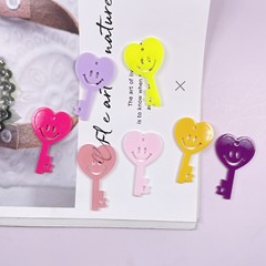 50*30mm Fashion Acrylic Key Smiley Face Mobile Phone Chain Accessory Keychain Earrings DIY Customized Color