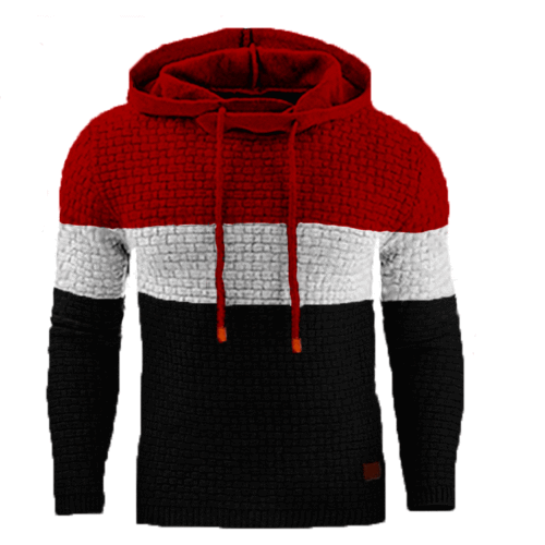 New autumn and winter European and American men's jacquard sweatshirt long-sleeved hooded sweater warm color hooded sports jacket 
