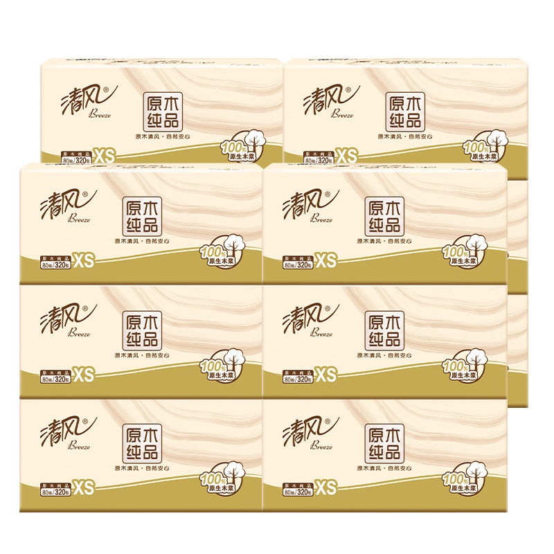 Qingfeng Tissue Paper, Resistant to Water Damage, 4-Ply, 80 Sheets, Made from Virgin Wood Pulp, Suitable for Napkins, Facial Tissues, Toilet Paper, and Hand Wiping, for Household Use