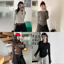 批发辣妹修身打底衫女装新款早秋冬季韩版高级感显瘦长袖内搭上衣