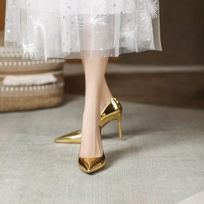 Cross-Border Cheap Direct Sales 2026 New Model Silver High-Heeled Shoes Pointed Toe Women's Shoes with Thin Heels Elegant Single Shoes for Winter Cross-Border Cheap Direct Sales 2026 New Model Silver High-Heeled Shoes Pointed Toe Women's Shoes with Thin Heels Elegant Single Shoes for Winter