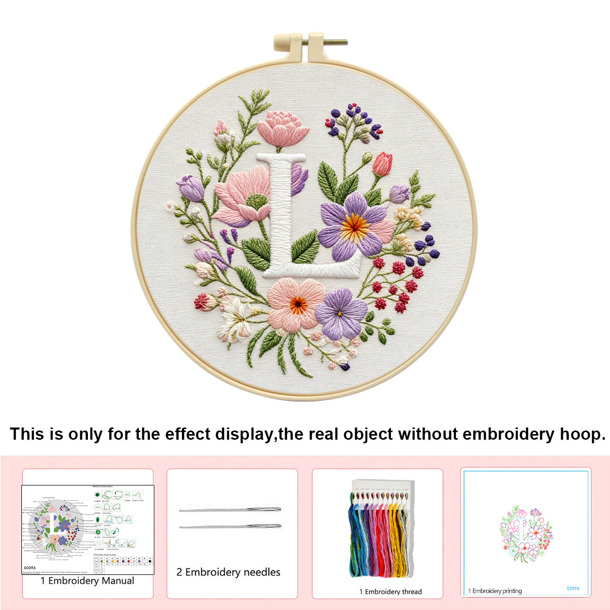Hecho a mano flores y plantas europeas bordadas paquetes de materialdiy inglés 26 letras simple principiante nivel de bordado al por mayor
