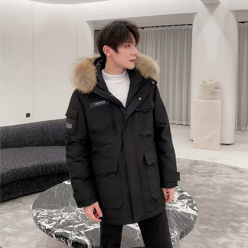 Men's Down Jacket With Fur Collar Unisex Outdoor Duck Jacket_voghion.com
