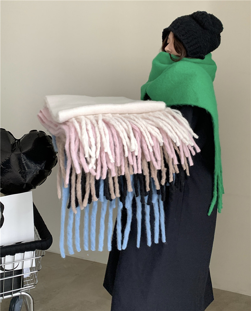 Mohair de couleur unie pour filles 2023 automne et hiver nouvelle version coréenne polyvalente étudiant i mitation cachemire châle chaud_voghion.com
