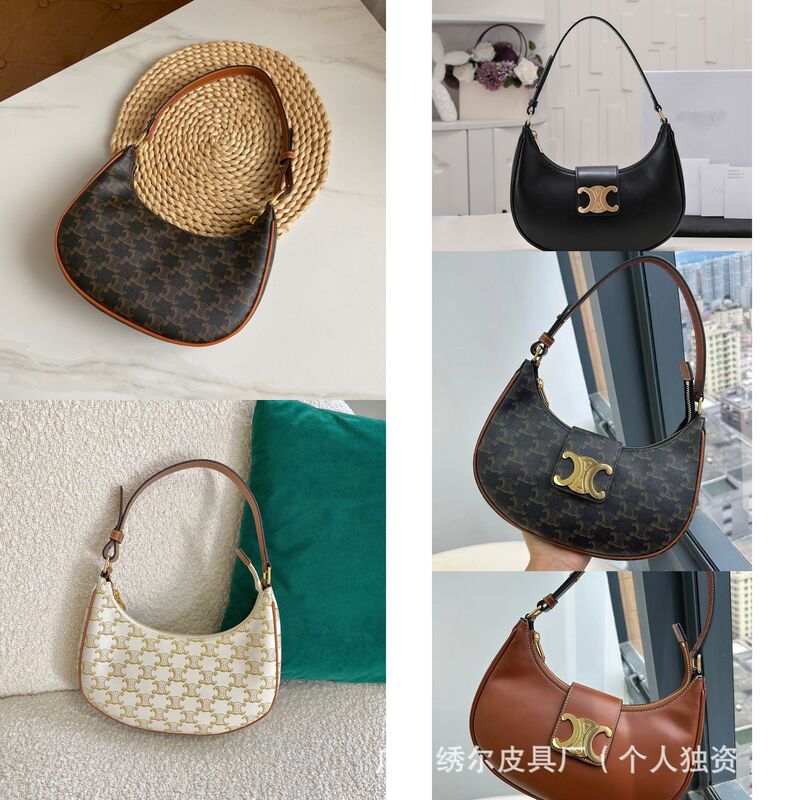 Cross-Border Hot-Selling Item: Arc De Triomphe Monogram Ava Underarm Bag, Vintage Genuine Leather Niche Moon Bag, Single-Shoulder Baguette Crescent Bag Cross-Border Hot-Selling Item: Arc De Triomphe Monogram Ava Underarm Bag, Vintage Genuine Leather Niche Moon Bag, Single-Shoulder Baguette Crescent Bag
