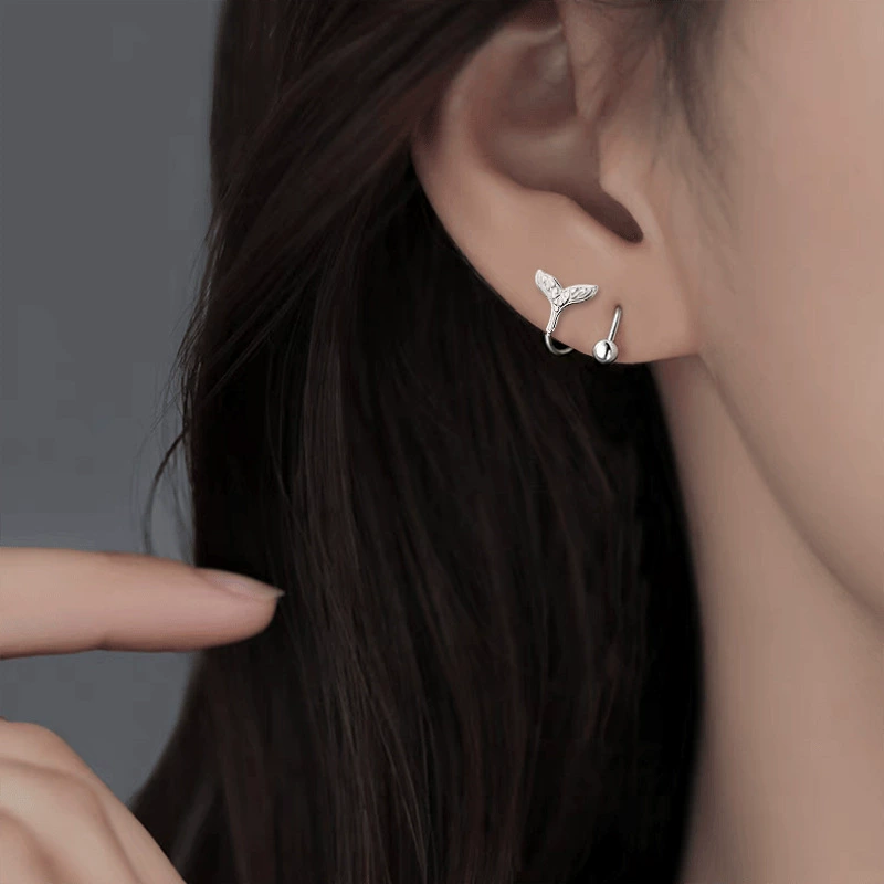 Серьги с кварцевым узором,pattern рыбьей хвост, уникальные вращающиеся хвост mermaid серьги, без иголок mermaid серьги для женщин