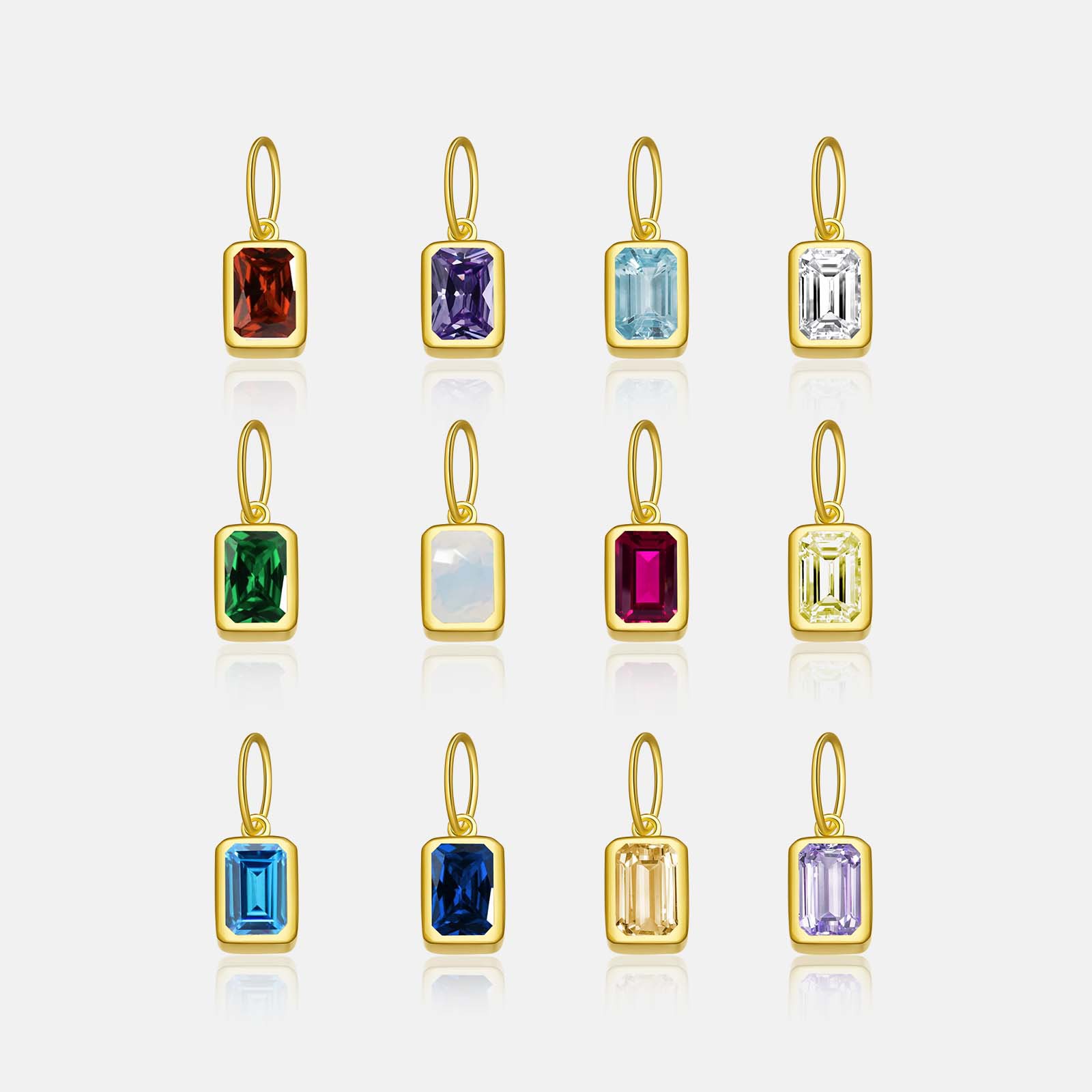 Color 12 birthstone s925 sterling silver pendant accessories necklace female European and American block color zircon pendant clavicle chain