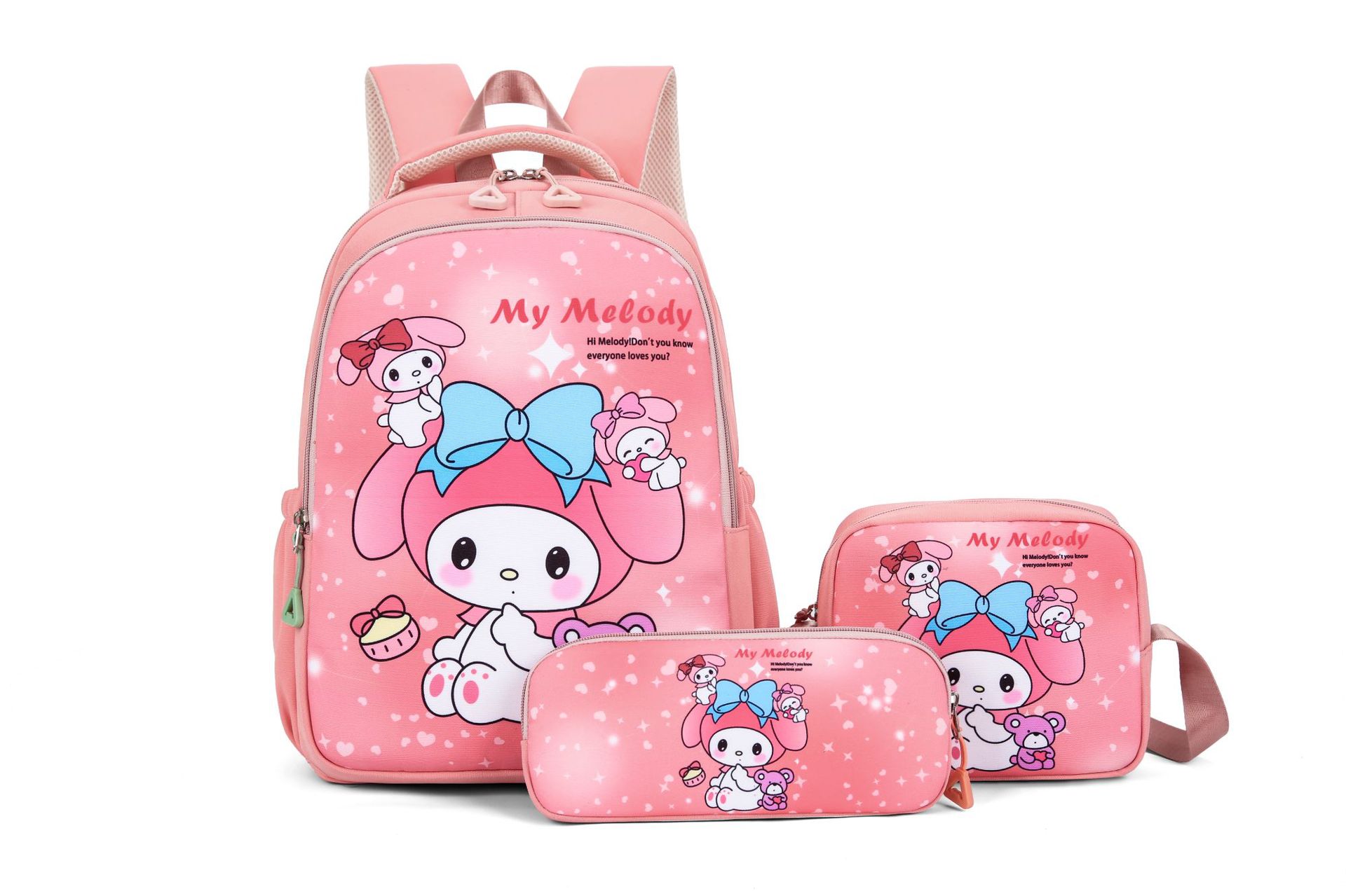 Tres piezas set Koolomi mujer mochila para niños kt gato mochila de dibujos animados mochila de estudiantes lindas mochila de gran capacidad
