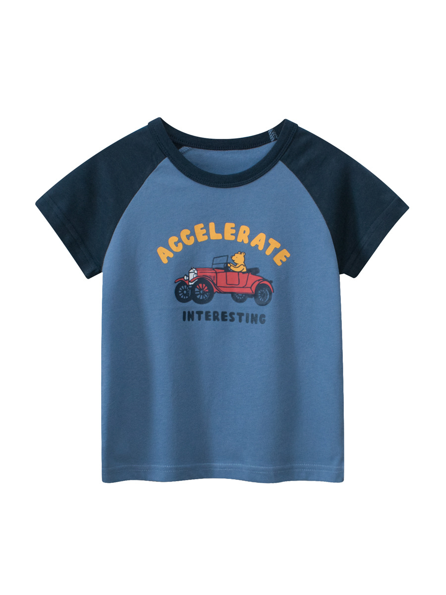 27kids ropa para niños coreanos camiseta de manga corta para niños 2024 verano nuevo estilo ropa para bebés para hombres suministro transfronterizo al por mayor