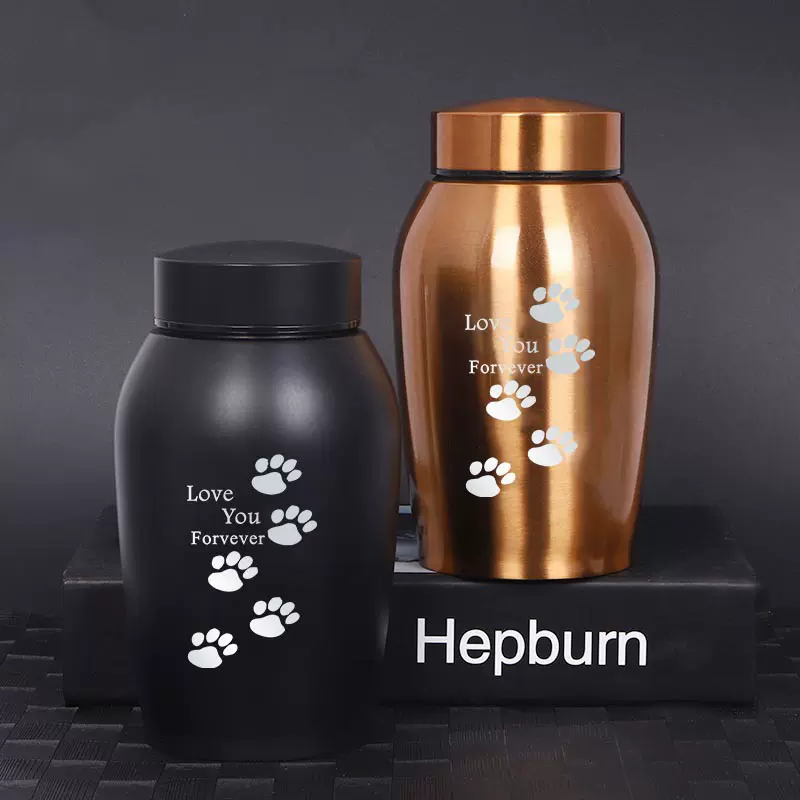 跨境纪念宠物火葬骨灰盒灰烬宠物缸批发不锈钢宠物猫狗骨灰罐
