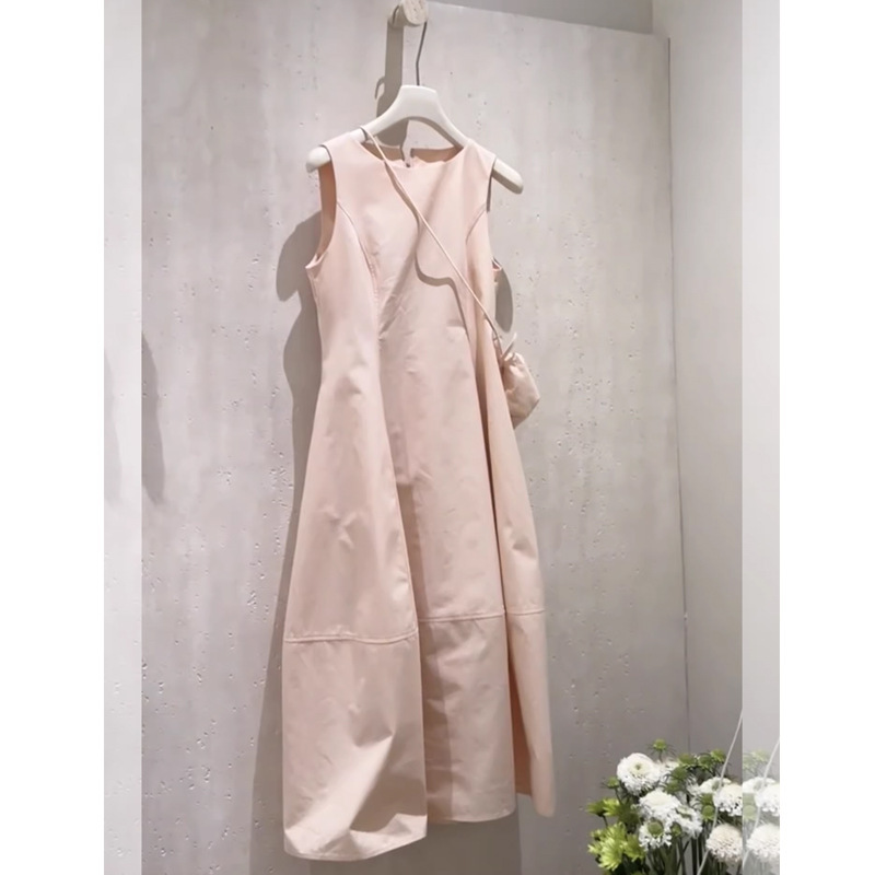 Unique and Beautiful Little Dress for Early Summer, Women's Summer French-Style Pink Sleeveless Tank Dress, Suspender Dress, Long Dress
