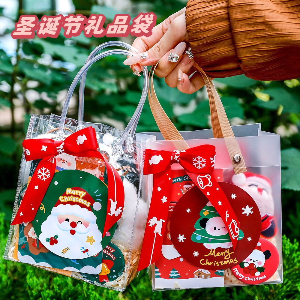 卡通圣诞手提袋幼儿园圣诞节活动伴手礼品袋可爱儿童糖果包装袋子