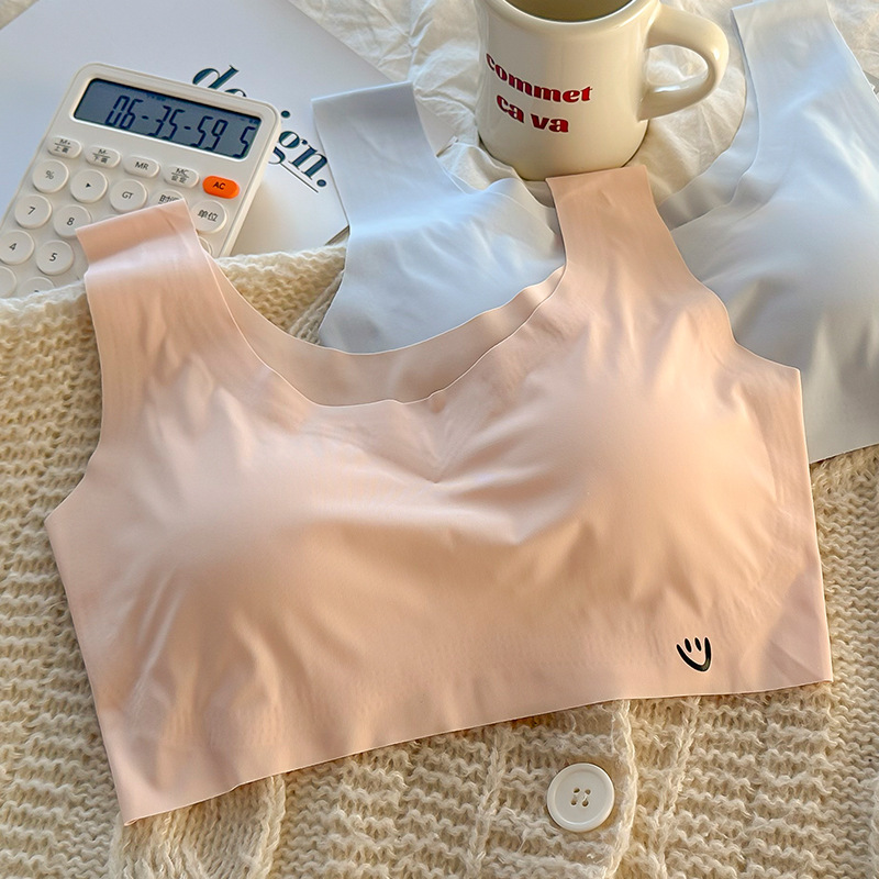 Ice Silk Seamless Comfortable Women's Underwear Vest-Style Breathable Summer Thin Bra Without Underwire for Middle School Students