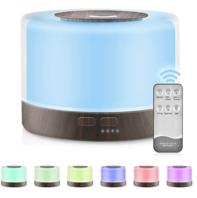 Непечатный 700 Ароматерапевтический аппарат с дистанционным управлением красочный увлажнитель с древесным зерном 500 мл Ультразвуковой Домашний Настольный очиститель воздуха